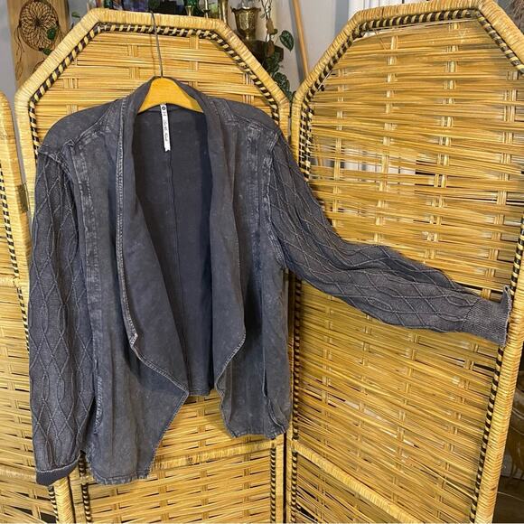 Leo & Nicole Gray cotton Jacket with Waterfall Front 2X lagenlook layering - Picture 1 of 10